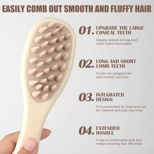 Cepillo <span class=keywords><strong>de</strong></span> Doble Cara 2 en 1 para Masaje del Cuero Cabelludo y Lavado del Cabello con Mango, para Desenredar, Suavizar y Limpiar el Cuero Cabelludo en Seco o Mojado - Product Image 4