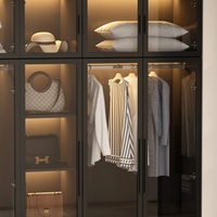 Armoire murale sur mesure durable pour chambre à coucher avec porte vitrée et penderie pour vêtements, idéale pour la maison et le bureau