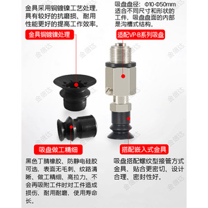 J-WET61/62/66/71/76-d4/6/8/10 Bras robotique, support de ventouse à aspiration d'air arrière, composants industriels - Product Image 3