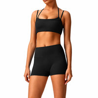 Ensemble de yoga 2 pièces personnalisé pour femme : Soutien-gorge de sport et short froncé taille haute – Tenue de fitness, de gym et de sport