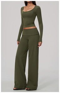 Ensemble 2 pièces pour femmes, haut court sans manches, pantalon large à rayures, polyester respirant, décontracté, printemps/été - Product Image 5