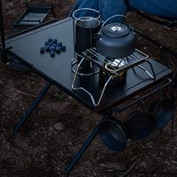 Table de camping pliante en alliage d'acier et bois de hêtre, rectangulaire, portable, pour l'extérieur, avec tube latéral suspendu, robuste et légère