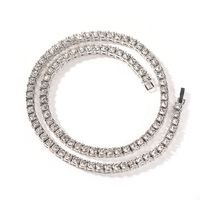 Chaîne de tennis hip-hop en or 18 carats, collier bling pour rappeur avec pierres en zircon cubique (CZ) de 3mm, 4mm, 5mm, collier tendance