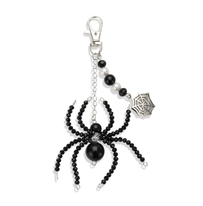 Personalización realista detallada Cadena <span class=keywords><strong>de</strong></span> cuentas adornado araña Horror colección plata <span class=keywords><strong>telaraña</strong></span> columpio lindo llaveros bolsa encantos - Product Image 3