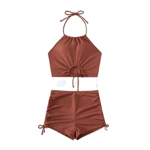 Nouveau <span class=keywords><strong>Maillot</strong></span> <span class=keywords><strong>de</strong></span> <span class=keywords><strong>Bain</strong></span> Deux Pièces <span class=keywords><strong>Femme</strong></span> Style Européen et Américain 2026, <span class=keywords><strong>Taille</strong></span> <span class=keywords><strong>Haute</strong></span> Unie, Bretelles Fines, Style <span class=keywords><strong>Boxer</strong></span> Sportif pour l'Été - Product Image 5