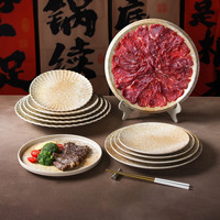Assiettes en mélamine personnalisées de style nouveau et luxueux, plaquées or, réutilisables, lavables au lave-vaisselle, pour restaurant