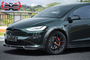 Kit carrosserie en fibre de carbone PU pour Tesla Model X <span class=keywords><strong>Plaid</strong></span> : Lame avant, jupes latérales, diffuseur arrière, spoiler, canards avant, extension de passage de roue - Product Image 2