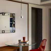 Lustre LED industriel finition chrome poli, cordon en tissu tressé, luminaire pour îlot de cuisine, salle à manger, bar, décoration, luminaire suspendu