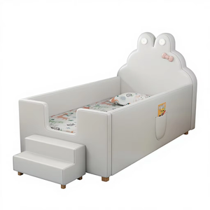 Cama Infantil Moderna JINS <span class=keywords><strong>para</strong></span> Niñas, Ecológica, con Diseño de Patchwork, Tobogán, Nubes y Conejos, con Barandas Anchas <span class=keywords><strong>para</strong></span> Mayor Seguridad - Product Image 6