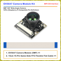 Kit de module caméra OV5647, interface MIPI-CSI, 5MP, 160 °   Caméra grand angle 15 broches (compatible Raspberry Pi, définition des broches)