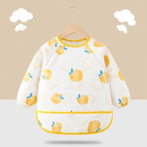 Bebek kız ve erkek için güzel karikatür baskılı uzun kollu PU önlükler düğme kapatma ile temizlemek kolay - Product Image 4