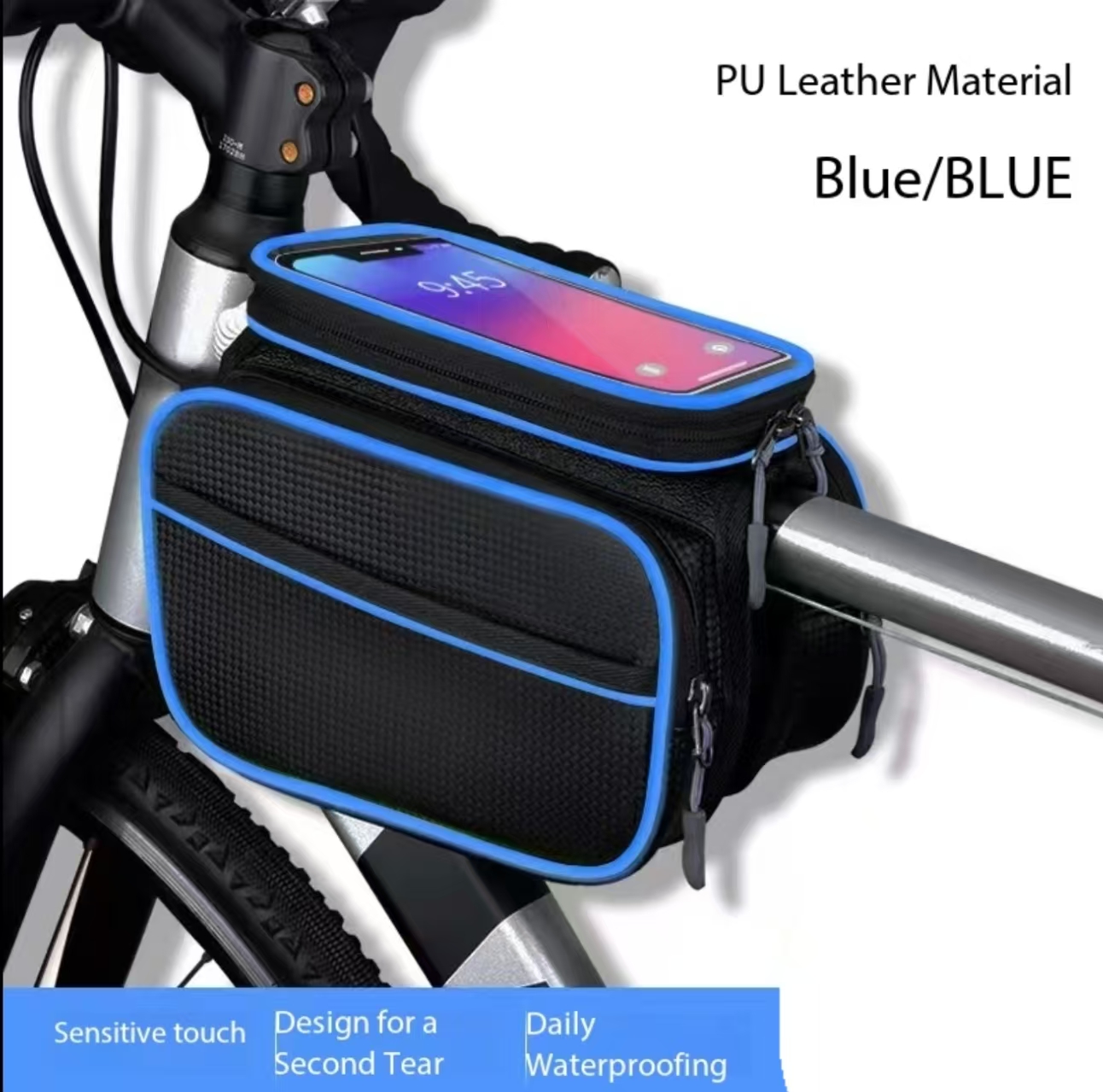 Waterproof pu material-style a-black and blue-62 inches
