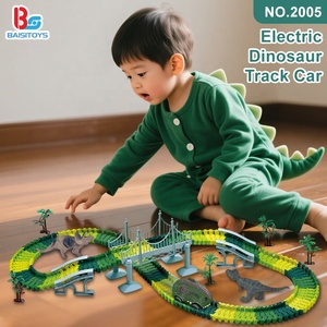 Pistas de carreras de coches de juguete de mundo de dinosaurio de plástico personalizadas, juguetes de montaje, juguetes de pista de coche, coches de carreras Diy - Product Image 2