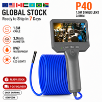 Caméra Endoscopique Portable P40 en Promotion - Lentille Unique de 3,9 mm, Câble Semi-Rigide Flexible de 1,5 m, Écran IPS HD de 4,3 pouces