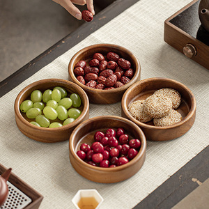 Assiette ronde créative pour desserts et fruits, assiette à thé et à desserts empilable en bois de noyer, assiette en bois pour usage domestique. - Product Image 2