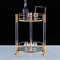 Chariot de service de buffet d'hôtel de luxe moderne en acier inoxydable multicolore à 3 niveaux, fournitures de restauration, chariot roulant pour boissons