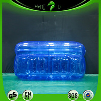 Canapé gonflable double transparent bleu personnalisé en PVC pour camping, salon ou chambre