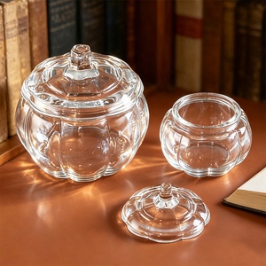Barattolo in <span class=keywords><strong>Vetro</strong></span> Trasparente a Forma <span class=keywords><strong>di</strong></span> Zucca da 275ml, 560ml, 1200ml con Coperchio in <span class=keywords><strong>Vetro</strong></span> per Candele Aromatiche e Decorazioni <span class=keywords><strong>di</strong></span> Halloween - Product Image 5