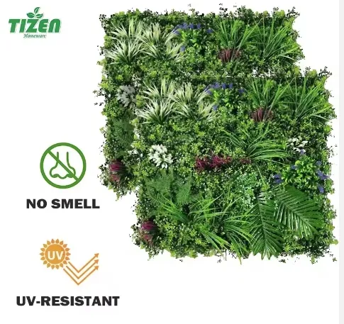 Tizen Plastic Diy 3d Anti-uv Indoor Buitendecoratie Nep Bloemenmuur Kunstplant Gras Wandpanelen