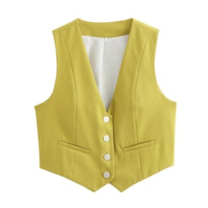 <span class=keywords><strong>Gilet</strong></span> <span class=keywords><strong>sans</strong></span> manches pour <span class=keywords><strong>femme</strong></span>, col en V, couleur bonbon, haut court décontracté, <span class=keywords><strong>gilet</strong></span> slim, blazer, haut de <span class=keywords><strong>costume</strong></span> - Product Image 3