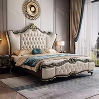 Europäischer Luxus-Kingsize-Plattformbett aus massivem Gummiholz mit Stauraum, modernes minimalistisches Design, umweltfreundlich, langlebig, komfortabel, weich