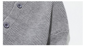 Cárdigan de Cuello Alto de Color Sólido para Hombre, Estilo Americano Vintage, Corte Holgado, Prenda de Punto para Otoño e Invierno, Prenda Exterior Versátil, Estilo Informal - Product Image 4