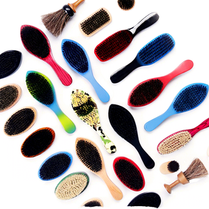 Brosse à barbe incurvée à 360° en bois, poils de sanglier 100% naturels, dureté moyenne, avec logo personnalisé, directement de l'usine, pour hommes - Product Image 1