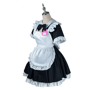 Disfraz de Anime para <span class=keywords><strong>Mujer</strong></span>, Estilo Maid, para Halloween, con <span class=keywords><strong>Peluca</strong></span> y Ropa Lolita, Traje Blanco y Negro de Poliéster para Chicas - Product Image 4