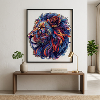 Puzzle en bois psychédélique en forme de tête de lion, motif tourbillon ornemental, crinière découpée au laser, en tilleul finition satinée, coffret cadeau, directement de l'usine OEM