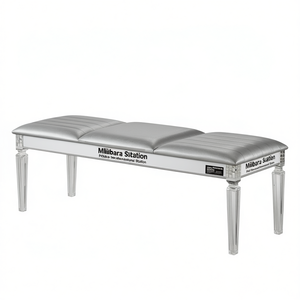 DB Antique Classic Silver Solid Wood Bench with Acrylic Legs and Mirror Accent Contemporary Style <b>Crystal</b> <b>Decor</b> - Product Image 1