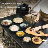 Ensemble de vaisselle minimaliste en acier inoxydable 304 pour l'extérieur, portable, six pièces, camping, pique-nique, barbecue, bol à fruits