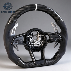 Volant de voiture personnalisé en cuir et fibre de carbone pour Audi A3 A4 A6 Q5 B9 A5 SQ5 Q7 Q8 C8 A7 RS6 C8 RS7 RSQ8 RSQ3 R S Line RS - Product Image 3