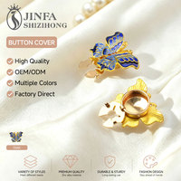 JFRB211 Penutup Kancing Kupu-kupu Cloisonne Biru Motif Tetesan Minyak, Bahan Buatan Tangan, Penutup Kancing Pasokan Langsung