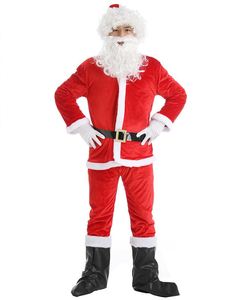 Cross-border Santa Claus Costume Adults Men's Women's Performance Attire Holiday Dress-up <b>Gold</b> Velvet Christmas Outfit Set - Product Image 3