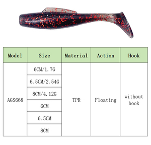 Freshwater <strong>Sea</strong> 6cm 6.5cm 8cm Soft Fishing Lure TPR Material Artificial Soft Bait Floating Fishing Soft T Tail Lure for Golden - Product Image 6