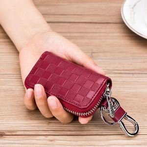 BOSHIHO กระเป๋าใส่กุญแจรถลายรูปสี่เหลี่ยมขนมเปียกปูนสำหรับผู้ชายและผู้หญิง ซิปหนัง กระเป๋าใส่กุญแจรถ - Product Image 3