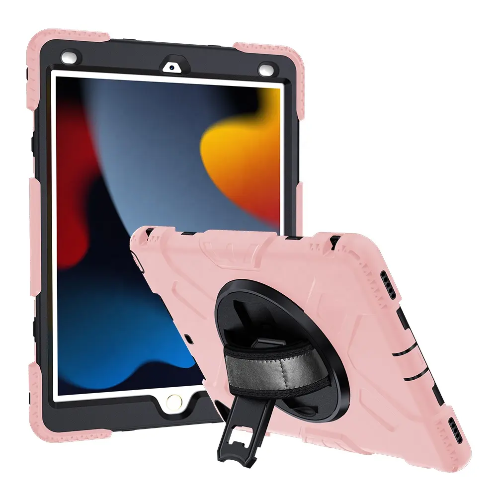 Tres pruebas de silicona Kickstand Heavy Duty Tablet Case para iPad Case 9th Gen 10,2 pulgadas