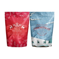 Sacs en papier kraft personnalisés avec fermeture éclair, pochette debout, joyeux Noël, emballage alimentaire pour cadeaux, impression en héliogravure, fermeture éclair en haut