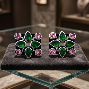 Premium Quality Indian Mores 92.5 Sterling Silver Pink Cubic Zirconia Square <b>Stud</b> <b>Earrings</b> for Women & <b>Girls</b> Wedding & Festive - Product Image 3