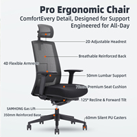 Chaise de bureau ergonomique réglable en maille moderne pour la maison et le bureau, chaise de direction luxueuse avec soutien lombaire et accoudoirs réglables