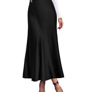 Jupes décontractées personnalisées pour femmes, couleur unie, taille naturelle, coupe trapèze, longueur cheville, en polyester tissé 260g, lavables, pour soirée, fête ou usage quotidien - Product Image 5