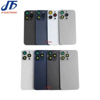 Verre Arrière Pour iPhone 15 Plus 15 Pro Max Avec Cadre de Lunette Plaque Métallique et Anneau Magnétique