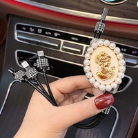 Chargeur de voiture Bling Diamant Strass Déesse Amour USB 2 Ports Charge Rapide Type C/Micro/Port Câble de Synchronisation de Données