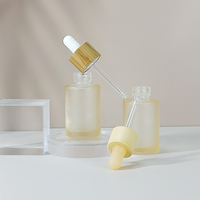 Emballage cosmétique de luxe en verre 20ml 30ml 60ml, flacon de sérum à épaule plate, cylindre, compte-gouttes orange, crème visage, sérigraphié