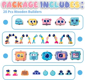 <span class=keywords><strong>Robot</strong></span> magnétique 3D en bois pour bébé, <span class=keywords><strong>jeu</strong></span> éducatif, jouets cadeau pour garçons et filles - Product Image 3