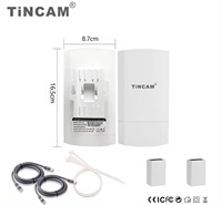 TINCAM 1 Par de Puentes Inalámbricos de Largo Alcance de 1.5 km para Exteriores, 2.4G, 300mbps, Punto de Acceso Inalámbrico, 8dbi, CPE Inalámbrico para Exteriores, IP65