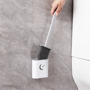 Toilet Brush Toilet Flat Toilet Brush Bathroom Accessories Tpr Plastic Toilet Bowl Brush Flat Flexible Silicone Round Soft Bristle Toilet Brush With Disinfection