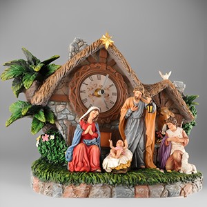 Produits en stock Statues religieuses catholiques en résine Statue de la Sainte Famille Enfant 24cmH Horloge <span class=keywords><strong>coucou</strong></span> de la Sainte Famille - Product Image 3