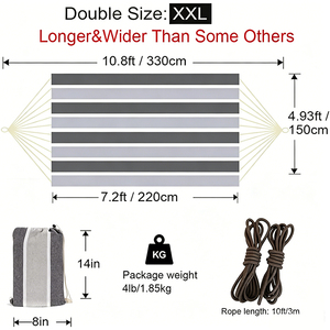 <span class=keywords><strong>Hamac</strong></span> de camping double portable avec fonction balançoire, en coton, pour 2 personnes - Product Image 1