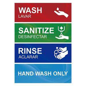 <b>Kitchen</b> Sink Hand Wash Only Sign <b>Sticker</b> Waterproof Wall Mount Label For <b>Kitchen</b> Sanitize Rinse Wash Reminder - Product Image 1